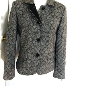 Talbots 8 blazer grey white patterned tweed, lined